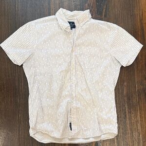 American Eagle Outfitters White and Blue Striped Button Down Shirt